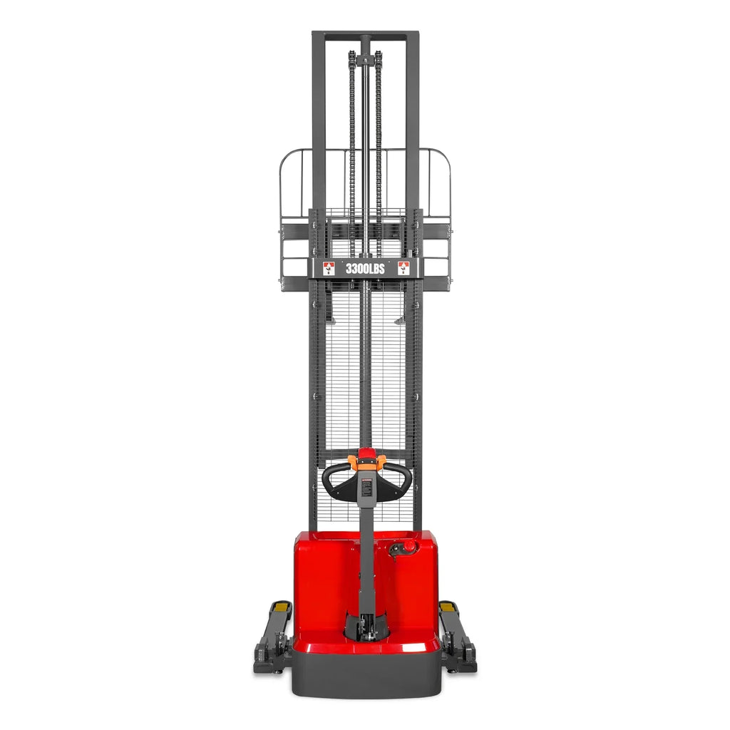 3300lbs Electric Straddle Stacker,  138" Lift,  Adjustable Legs & Forks,  F33-138SLA