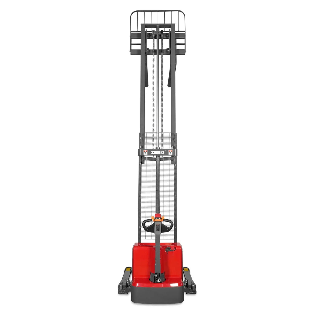 3300lbs Electric Straddle Stacker,  138" Lift,  Adjustable Legs & Forks,  F33-138SLA