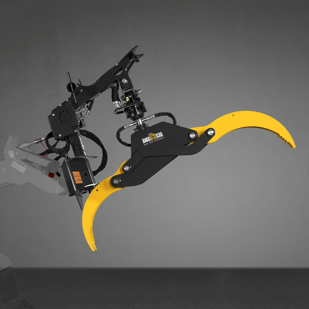 59" Multi-purpose Hydraulic Rotating Log Grapple For Mini Skid Steer, 1500lbs Lift Capacity, 360° Rotational Ability