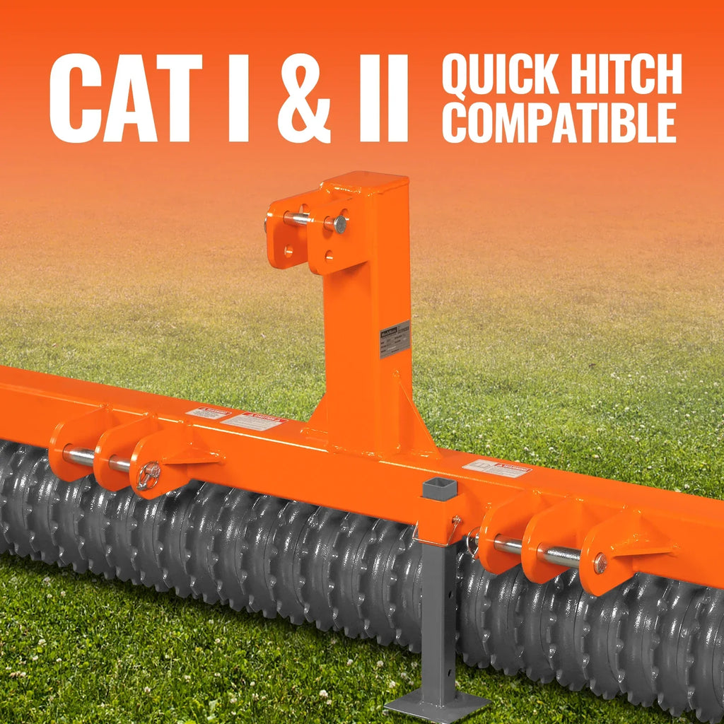 84" Cultipacker with 37 Ductile Iron Wheels,  Scraper Bar Included,  Category 1 and 2,  3 Point Hitch Tractor Attachment,  TCP1084