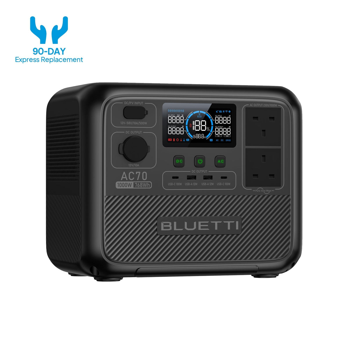 BLUETTI AC70 Portable Power Station | 1,000W 768Wh