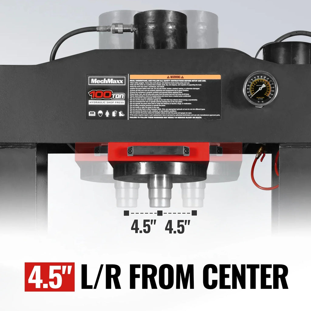 100 Ton H-Frame Air/Hydraulic Shop Press with Hand Winch,  Fully Welded Steel Frame,  Safety Guard,  Foot Pedal Control,  HSP100