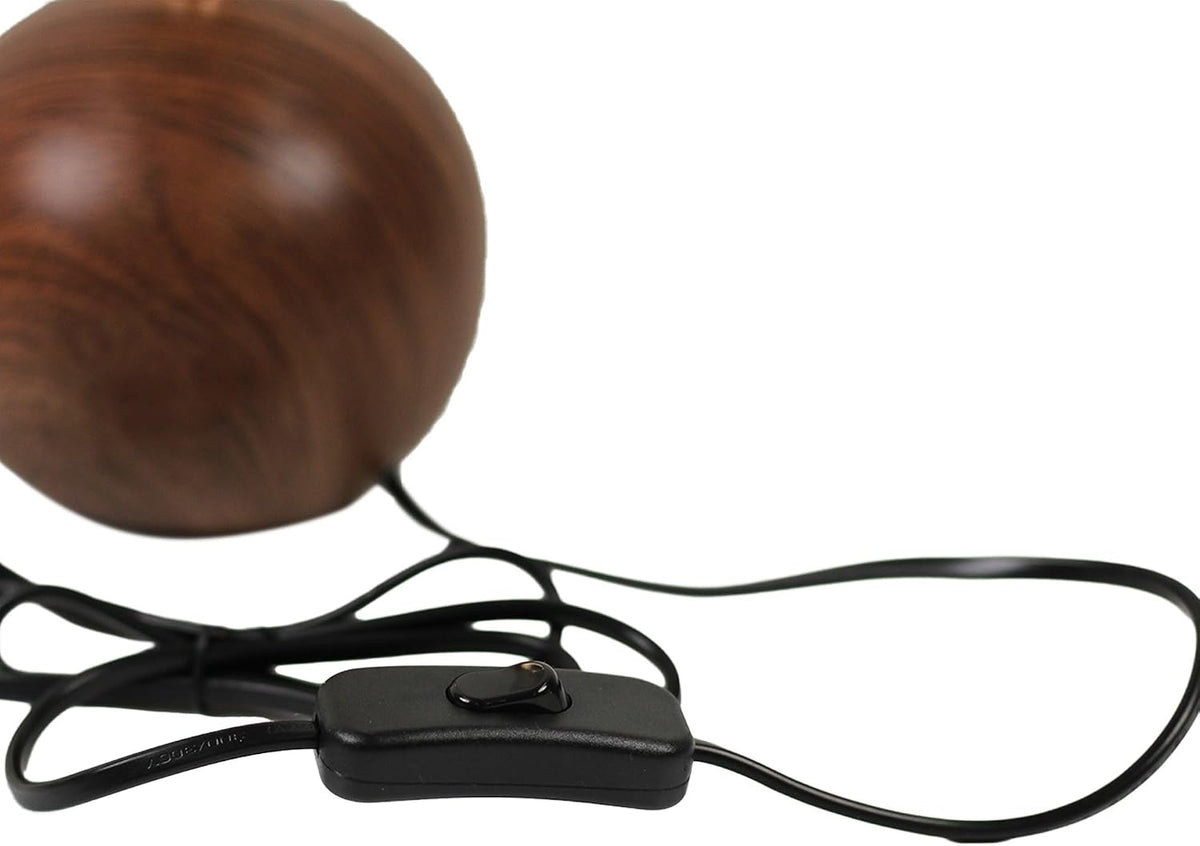 Luminiq Ceramic Globe Table Lamp – Walnut Base, Beige Shade