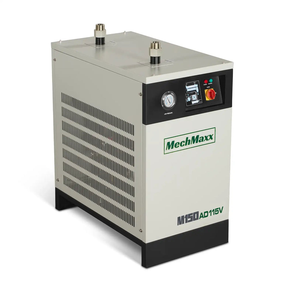 High Inlet Refrigerated Air Dryer 150 CFM, Max 176°F Inlet Temperature Compressed Air Dryer, 120V 0.75KW, 35.6°F Dew Point, Max 145 PSI, Dual Electronic & Manual Drain, Intelligent Control