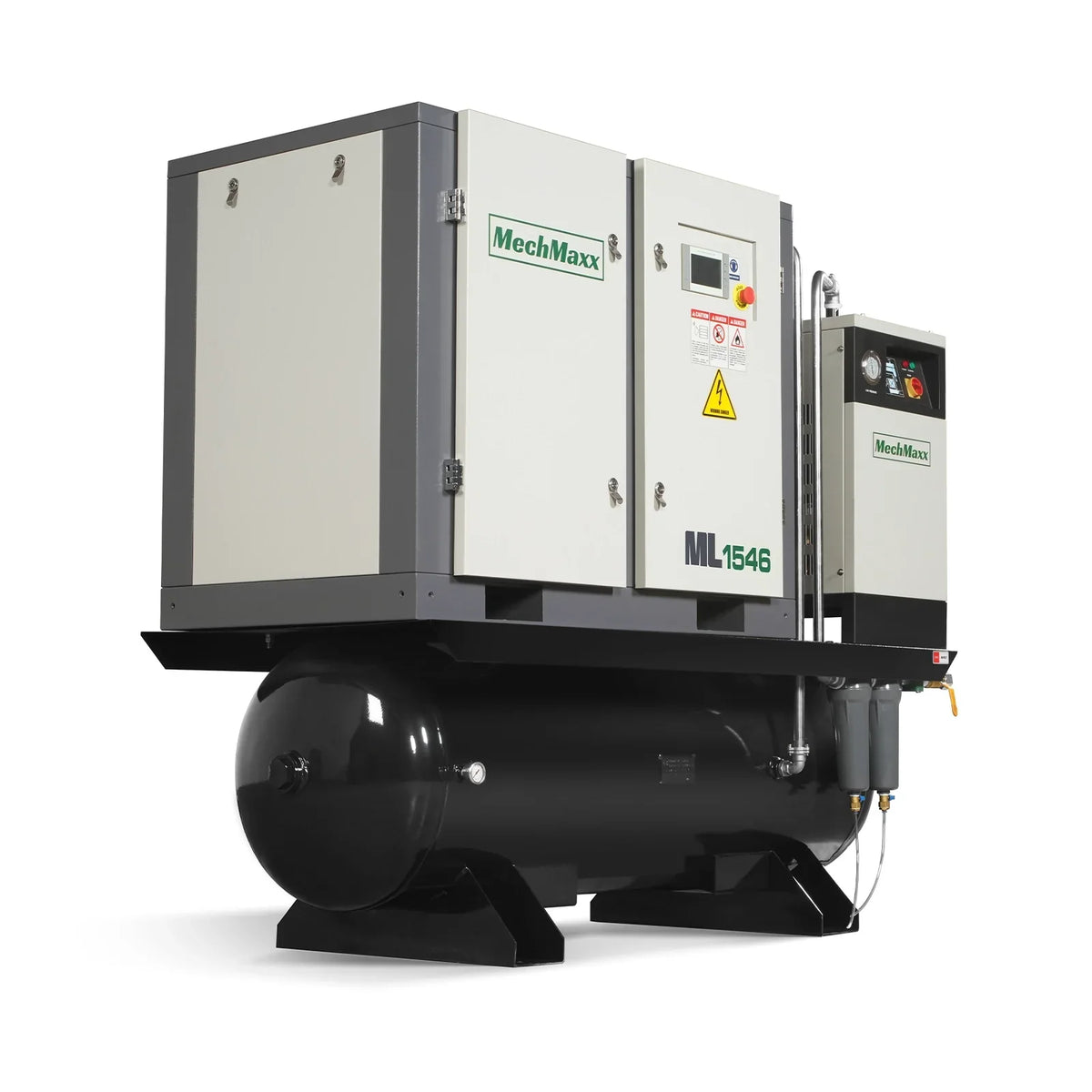 15HP Combined Rotary Screw Air Compressor with Dryer & 105-Gal ASME Tank | 45 CFM,  116 PSI,  460V 3-Phase - Industrial Grade