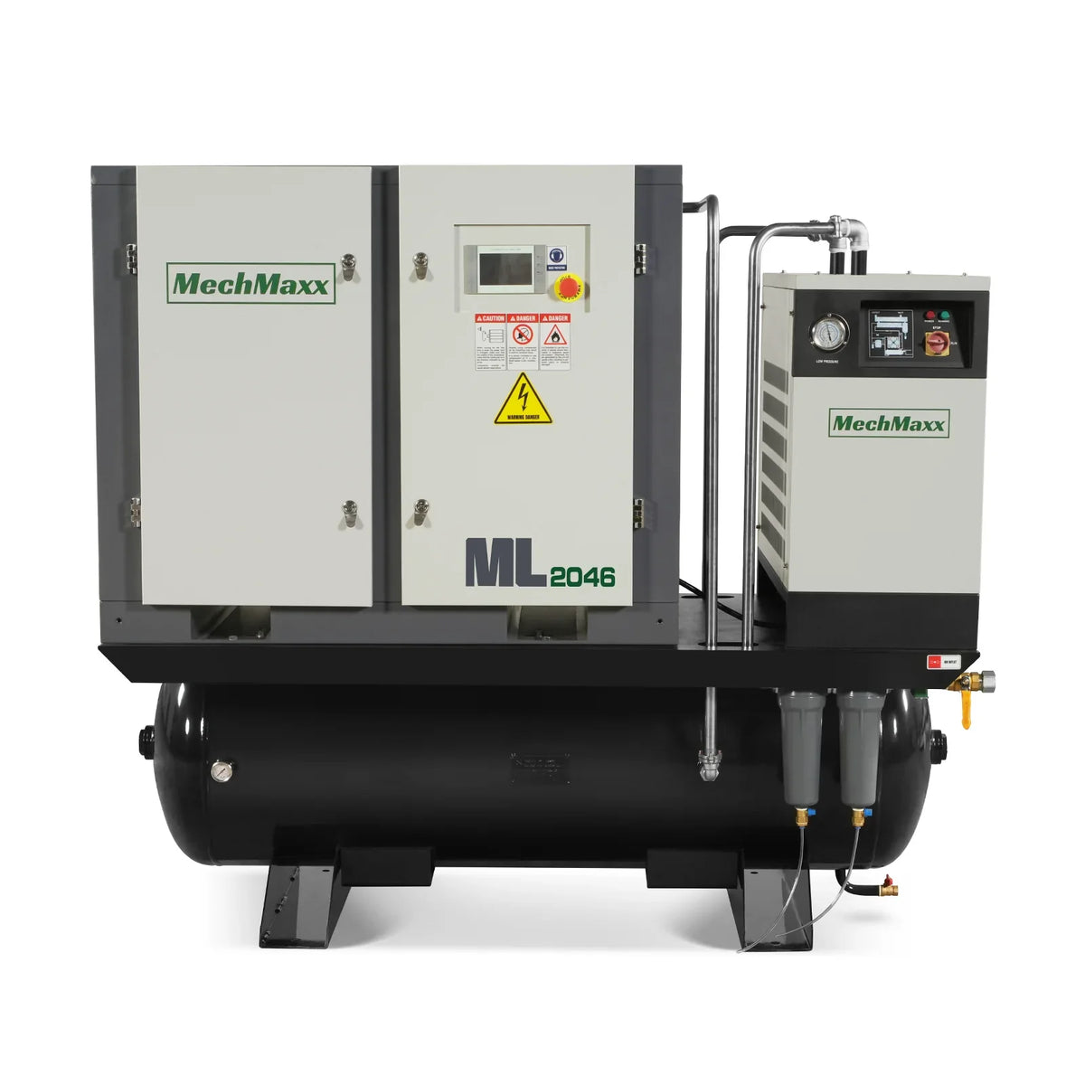 20HP Combined Rotary Screw Air Compressor with Dryer & 105-Gal ASME Tank | 78 CFM,  116 PSI,  460V 3-Phase - Industrial Grade