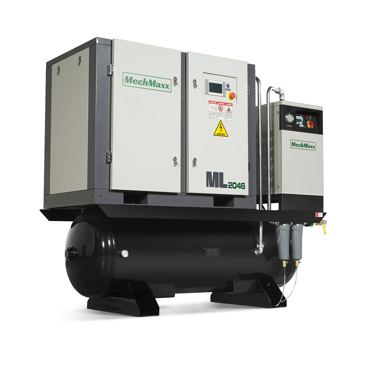 20HP Combined Rotary Screw Air Compressor with Dryer & 105-Gal ASME Tank | 78 CFM,  116 PSI,  460V 3-Phase - Industrial Grade
