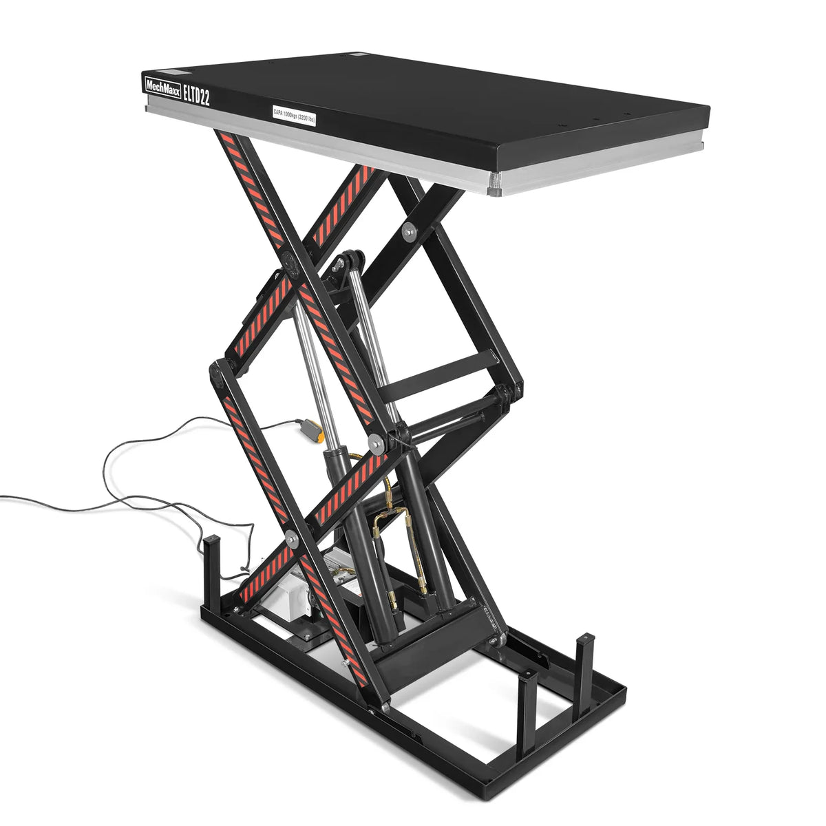 2200 lbs Capacity Stationary Electric Hydraulic Double Scissor Lift Table - 51.2" x 32.3" Platform,  70.1" Lift Height,  UL Certified Motor,  ELTD22