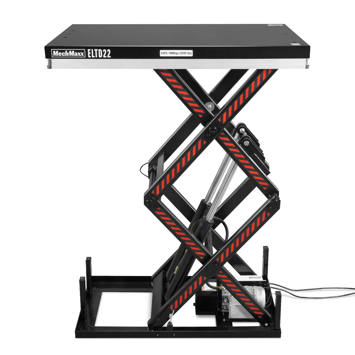 2200 lbs Capacity Stationary Electric Hydraulic Double Scissor Lift Table - 51.2" x 32.3" Platform,  70.1" Lift Height,  UL Certified Motor,  ELTD22