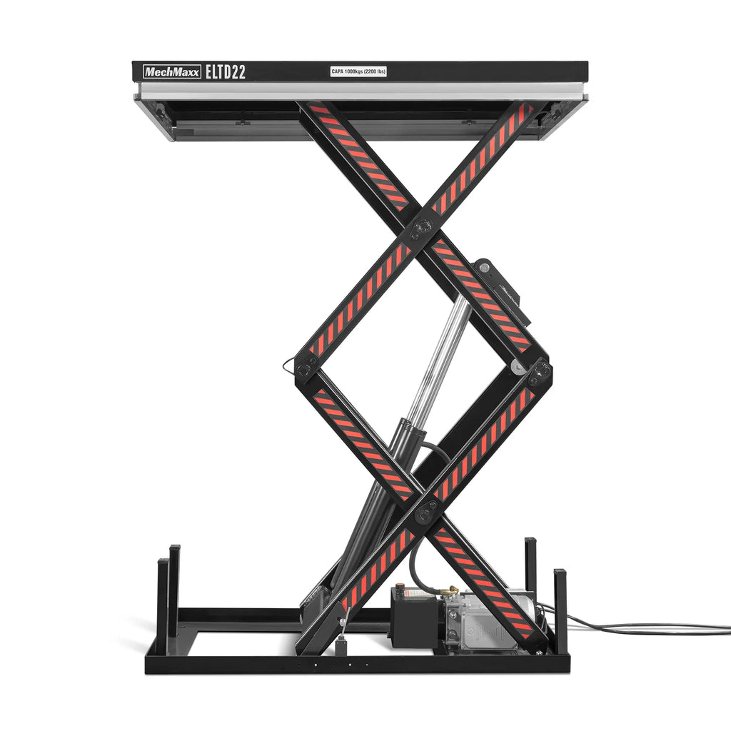 2200 lbs Capacity Stationary Electric Hydraulic Double Scissor Lift Table - 51.2" x 32.3" Platform,  70.1" Lift Height,  UL Certified Motor,  ELTD22