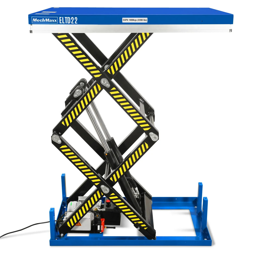 Wireless Remote Control Double Scissor Electric Hydraulic Lift Table, 2200lb Capacity, 51.2" x 32.3" Platform, 70" Lift Height, ELTD22