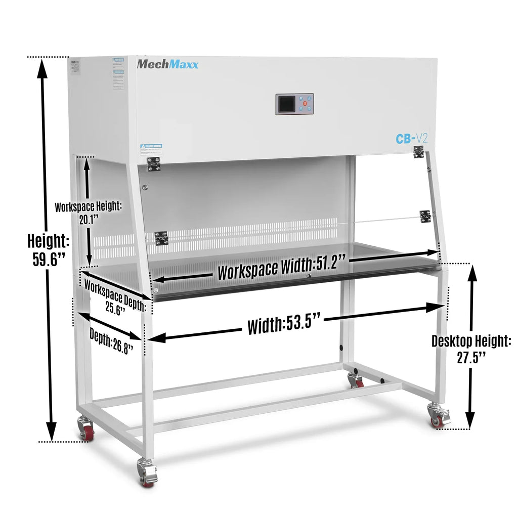 53.5″ Wide CB-V2 Vertical Laminar Flow Clean Bench with HEPA Filtration & UV Sterilization | ISO Class 5