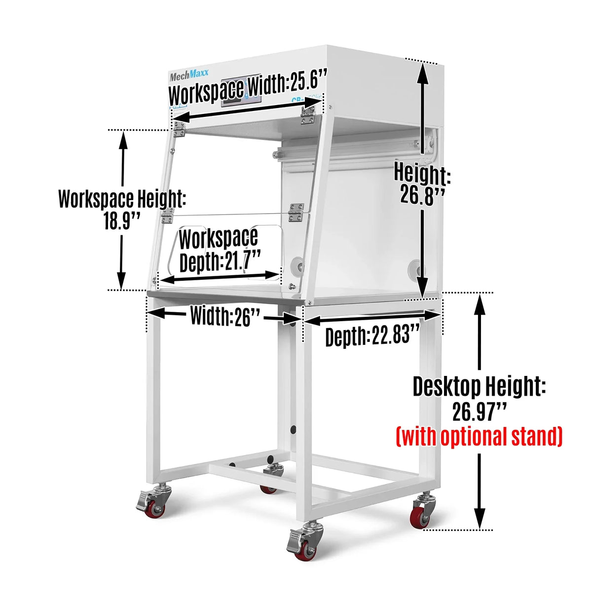 26" Wide CB-65Slim Desktop Vertical Laminar Flow Clean Bench with HEPA Filtration & UV Sterilization | ISO Class 5