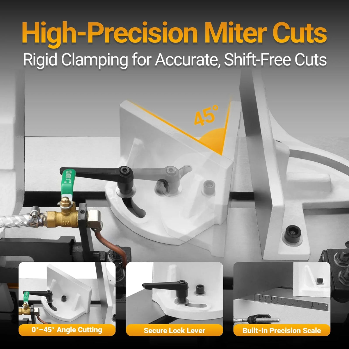 Metal Cutting Band Saw, 10" Round / 18"x5" Rectangular Capacity, 2HP 1.5kW Motor, 4-Speed (35-114 MPM), Horizontal Bandsaw with 0-45° Swivel, Hydraulic Downfeed, 230V 1PH 60Hz, Industrial Grade for Steel, Aluminum & Alloys BS-1018B
