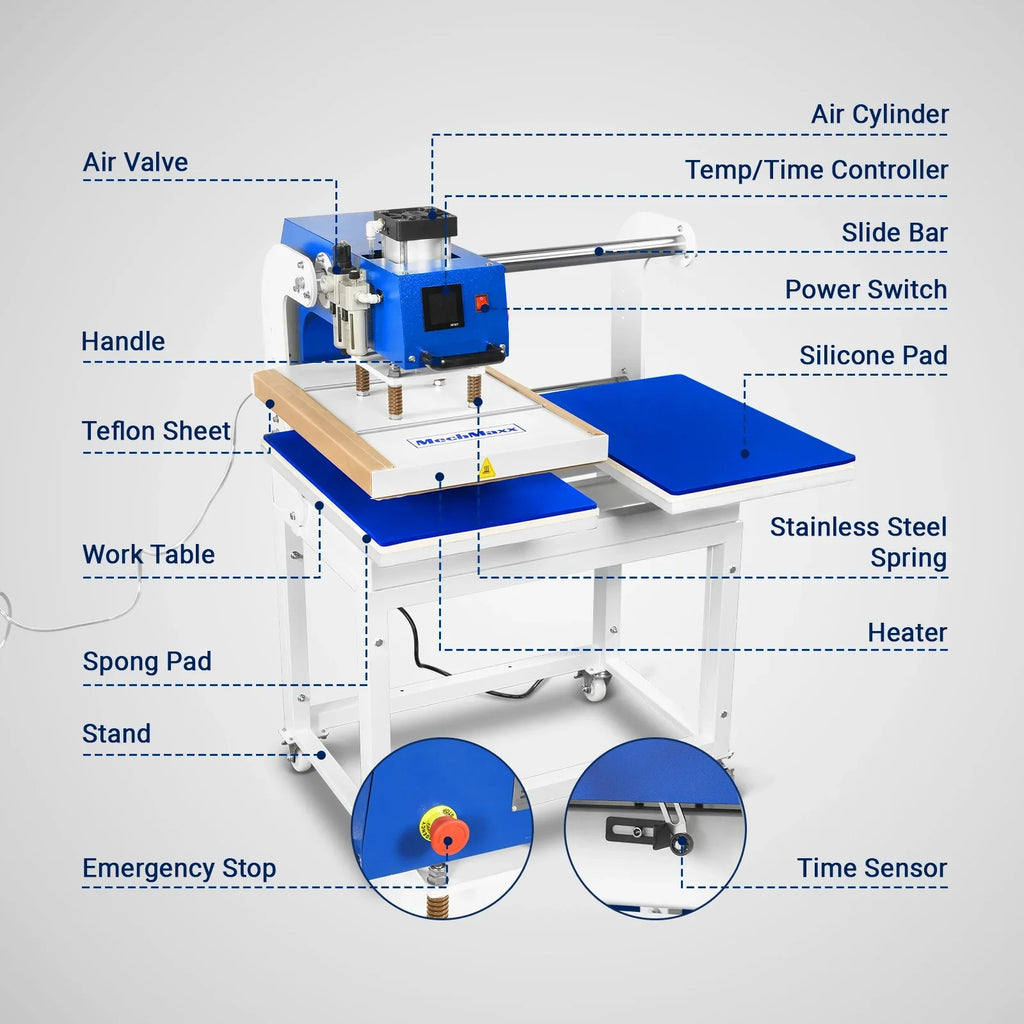 16x24 Inch Commercial Pneumatic Dual Platen Heat Press - Auto Lift Digital Sublimation Transfer Machine with Full Touch LCD Screen & AIRTAC Pneumatic Parts (110V 2.2HP)
