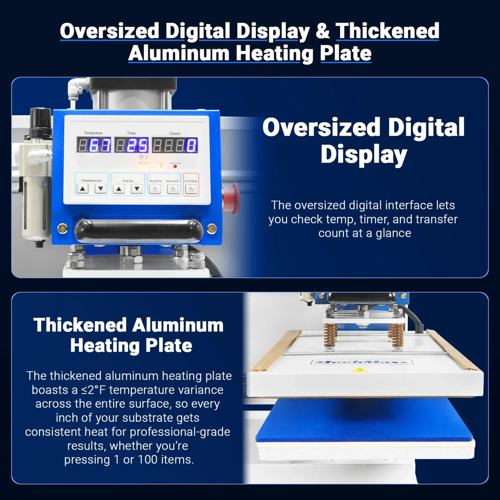 16x24 Inch Commercial Pneumatic Dual Platen Heat Press - Auto Lift Sublimation Transfer Machine with Storage Base Cabinet (110V 1650W)