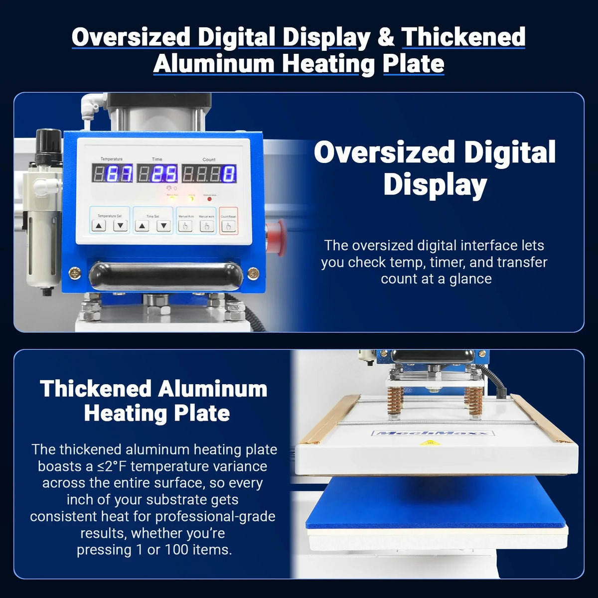 16x24 Inch Commercial Pneumatic Dual Platen Heat Press - Auto Lift Sublimation Transfer Machine with Storage Base Cabinet (110V 1650W)
