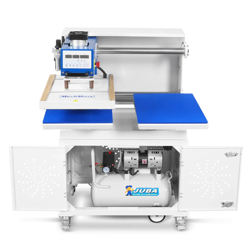 16x24 Inch Commercial Pneumatic Dual Platen Heat Press - Auto Lift Sublimation Transfer Machine with Storage Base Cabinet (110V 1650W)