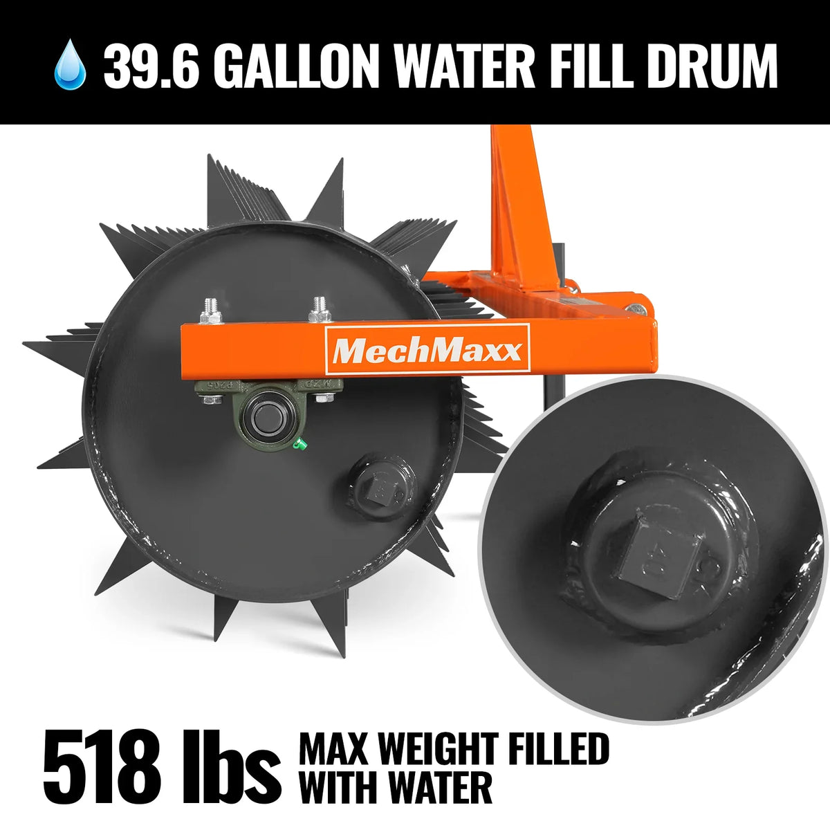 60" Drum Spike Aerator Cat. 1 3-Point Hitch Tractor Attachment, DSA60