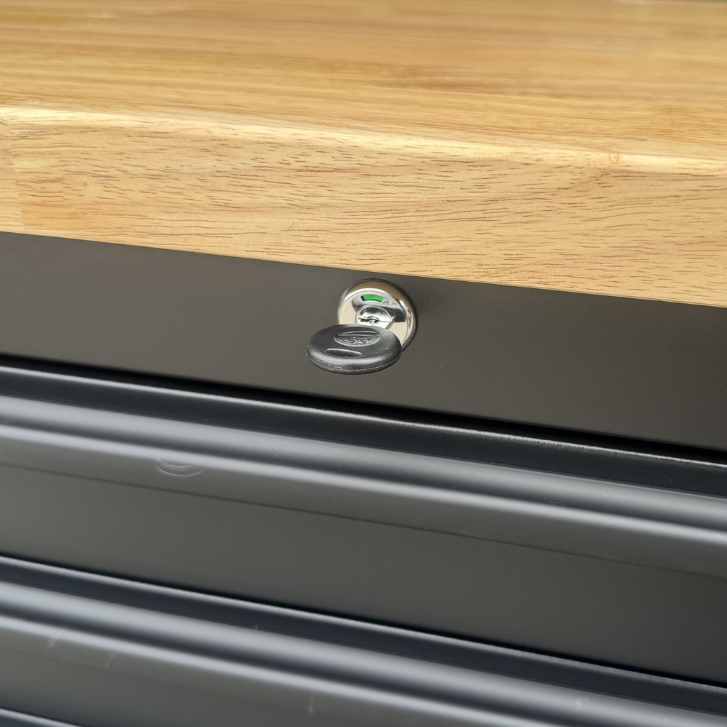 *COLLECTION ONLY* 72" Tool Cabinet | Wooden Top | Black | Stainless Steel | 15 Drawers |