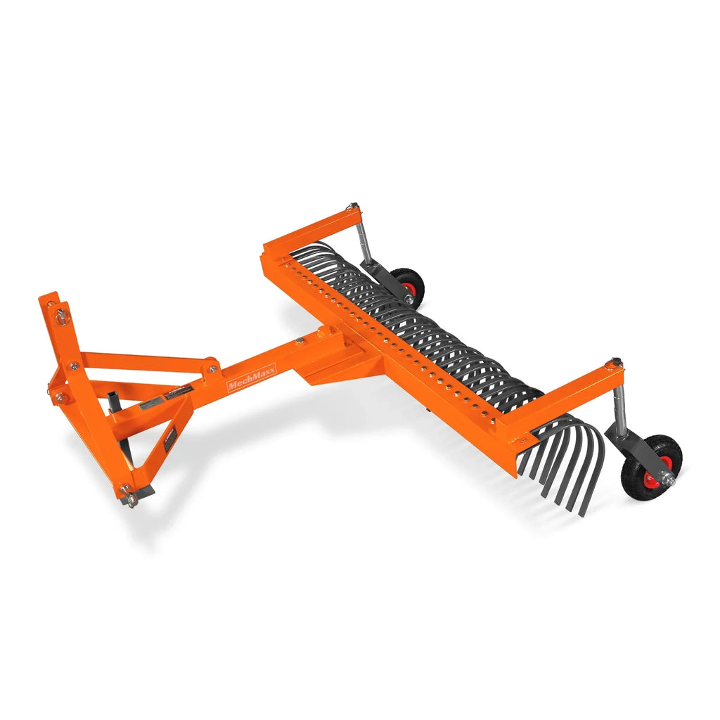 72" Landscape Rake with Bolt-On Wheels & 36 Tines 3 Point Hitch Tractor Attachment, LR72W