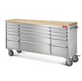 *COLLECTION ONLY*  72" Tool Cabinet | Stainless Steel | 15 Drawers | Wooden Top