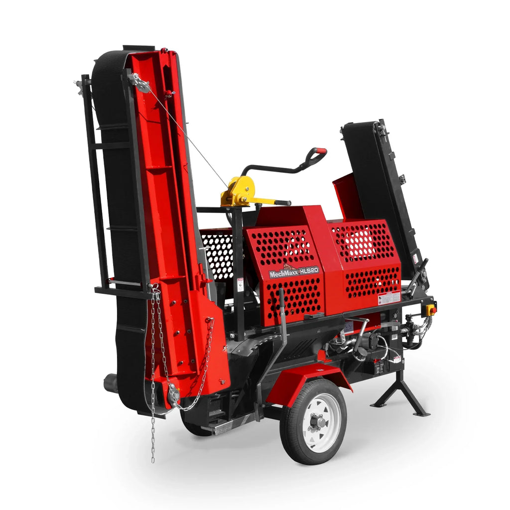 Firewood Log Splitter Processor with Conveyor,  20ton Splitting Force 22.5" x 15" Log Capacity,  18" Chainsaw,  HLS20