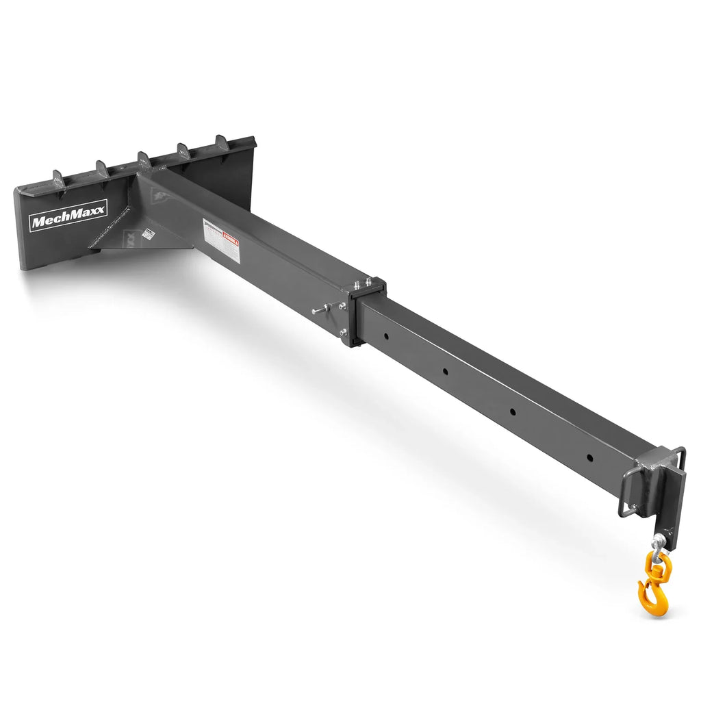 Adjustable Skid Steer Crane Jib Attachment, Manual Telescopic Manual Telescoping 6 FT - 10 FT, 5000 lbs Max Capacity, SSCJ50