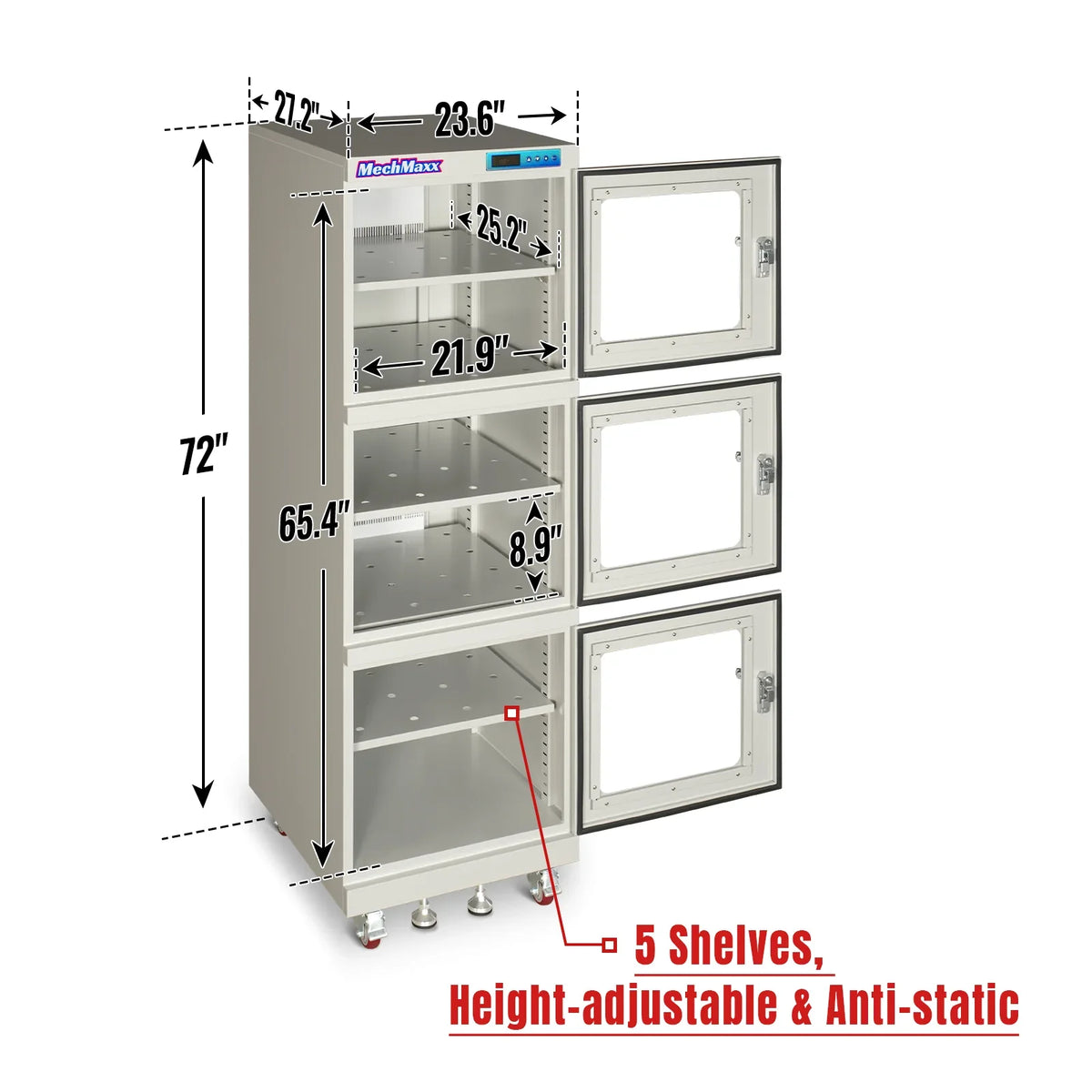 1-10% RH Electronic Dry Cabinet 730L ESD Desiccator Cabinet Ultra-Low Humidity Storage,  White,  EDC730CW