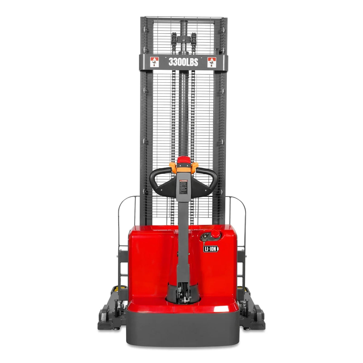 3300lbs Lithium-ion Electric Straddle Stacker,  118" Lift,  Adjustable Legs & Forks,  F33-118S