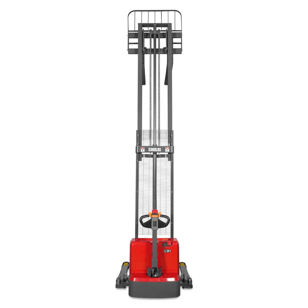 3300lbs Lithium-ion Electric Straddle Stacker,  138" Lift,  Adjustable Legs & Forks,  F33-138S