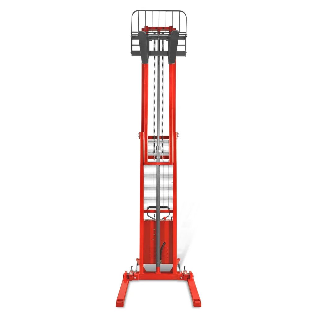 3300lbs Semi-Electric Straddle Stacker,  138" Lift,  Adjustable Legs & Forks,  S33-138S