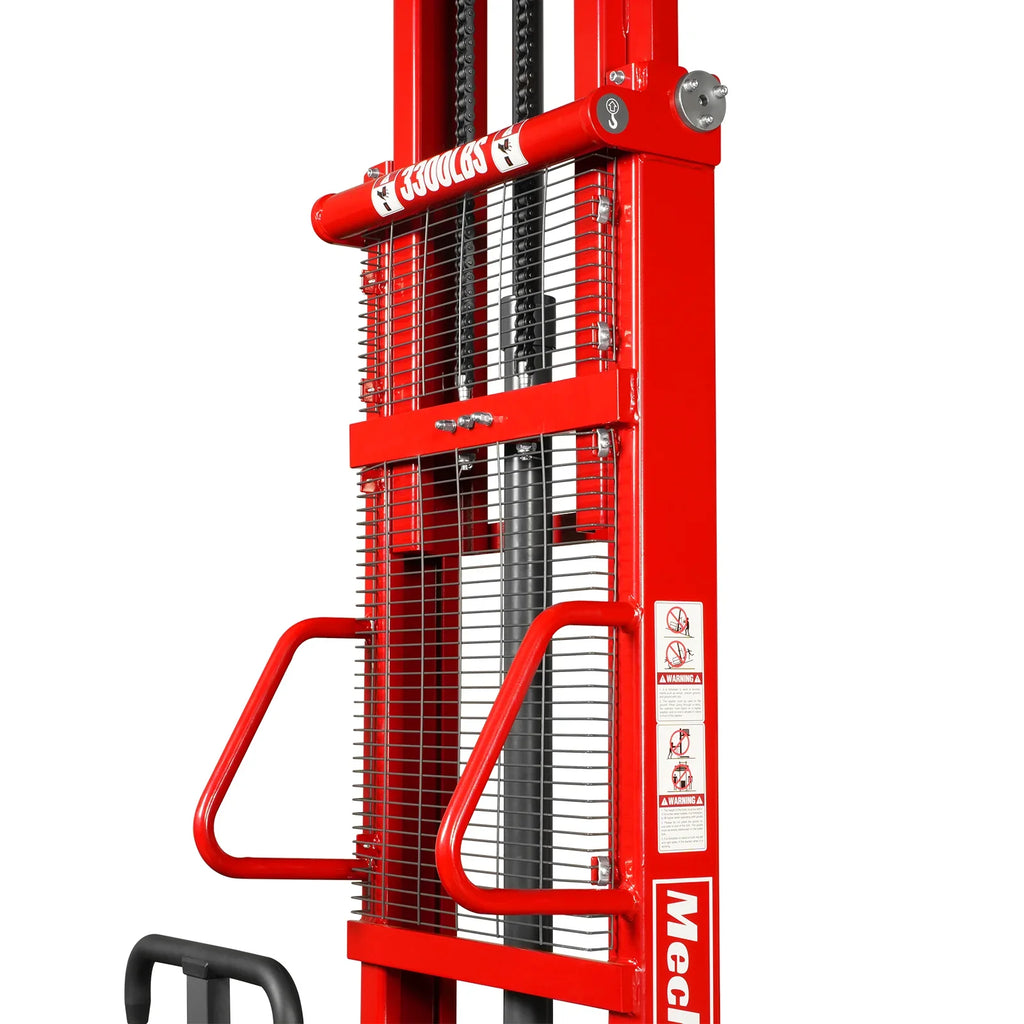 3300lbs Semi-Electric Straddle Stacker,  138" Lift,  Adjustable Legs & Forks,  S33-138S