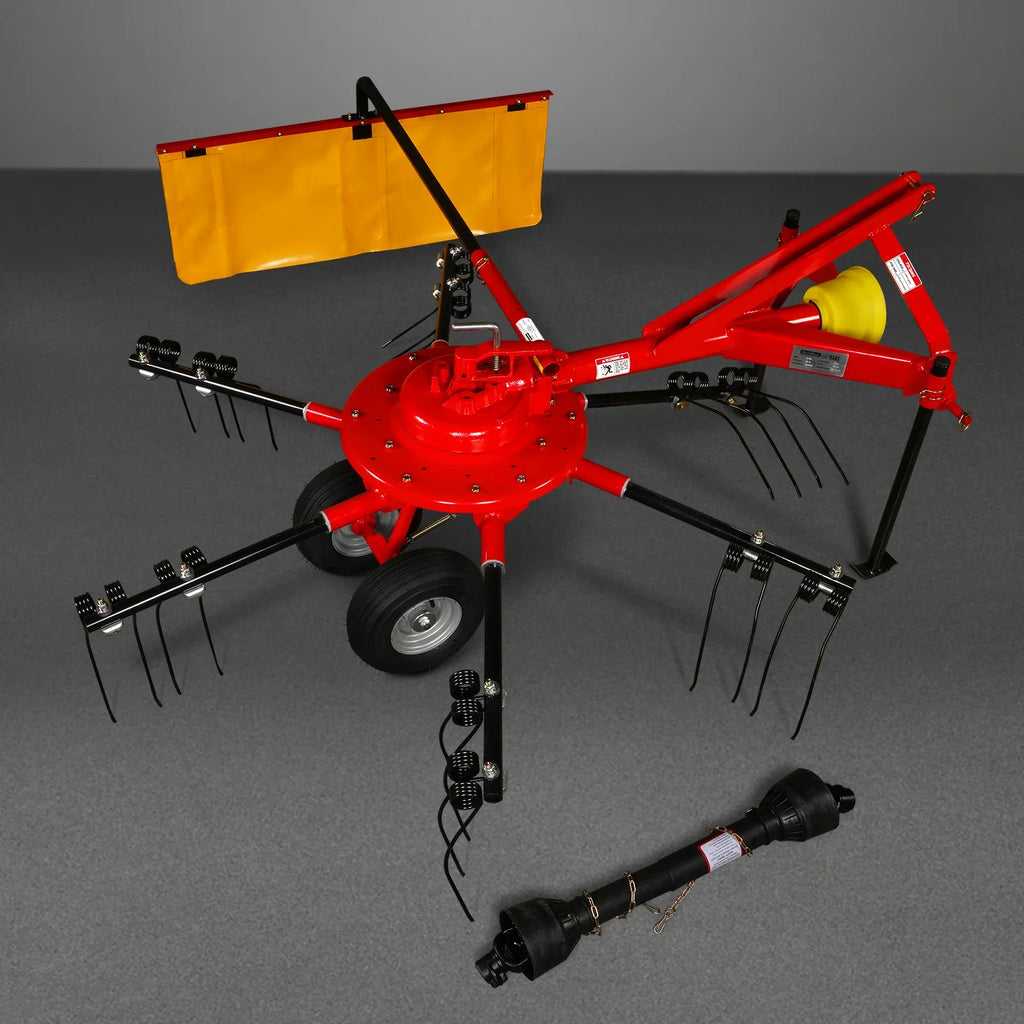100" Mechmaxx 3-Point Hitch 6 Rotary Pull-Type Hay Rake Tedder ,  15-50Hp ,  HT100