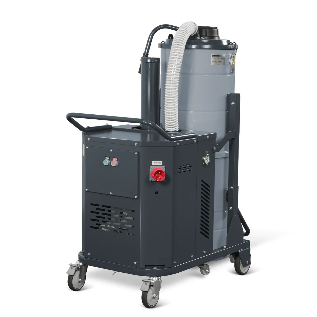 Industrial Wet/Dry Vacuum Cleaner with HEPA Filter Continuous Duty 8.6 HP 364 CFM 26.4 Gallon - 480V 3Phase,  IVB480
