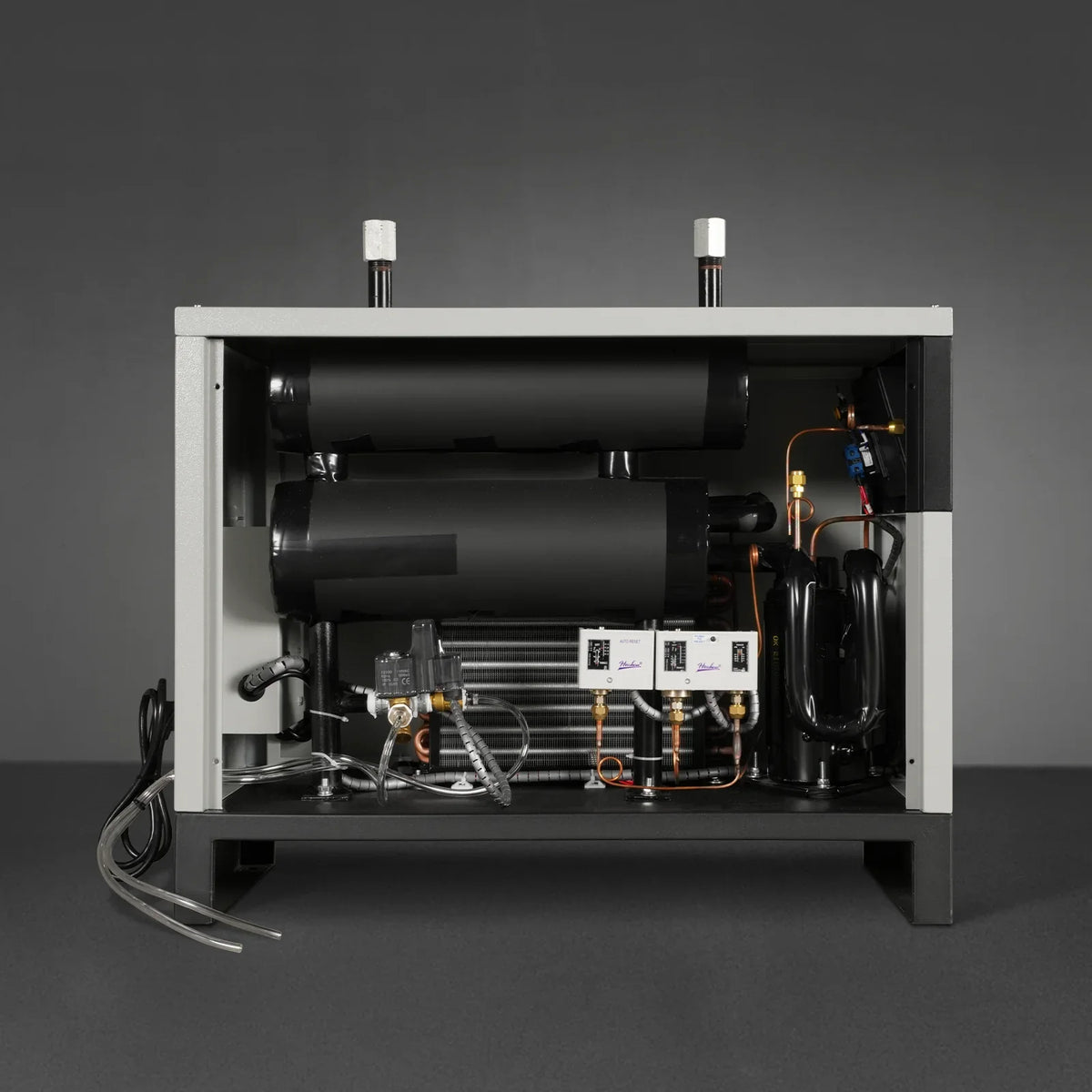 High Inlet Refrigerated Air Dryer 50 CFM, Max 176°F Inlet Temperature Compressed Air Dryer, 120V 0.6KW, 35.6°F Dew Point, Max 145 PSI, Dual Electronic & Manual Drain, Intelligent Control