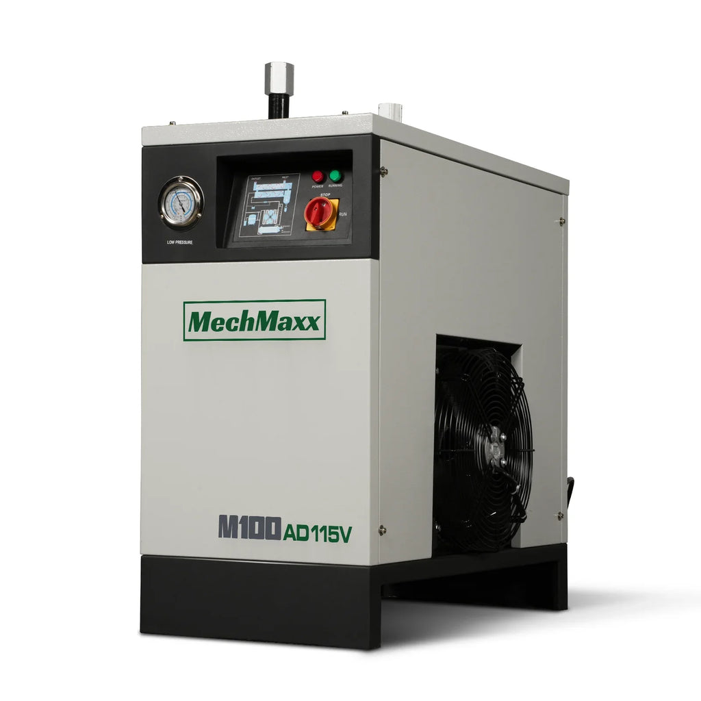 High Inlet Refrigerated Air Dryer 100 CFM, Max 176°F Inlet Temperature Compressed Air Dryer, 120V 0.75KW, 35.6°F Dew Point, Max 145 PSI, Dual Electronic & Manual Drain, Intelligent Control