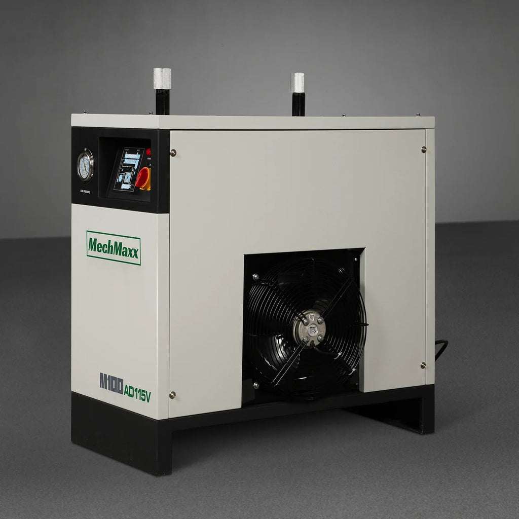 High Inlet Refrigerated Air Dryer 100 CFM, Max 176°F Inlet Temperature Compressed Air Dryer, 120V 0.75KW, 35.6°F Dew Point, Max 145 PSI, Dual Electronic & Manual Drain, Intelligent Control