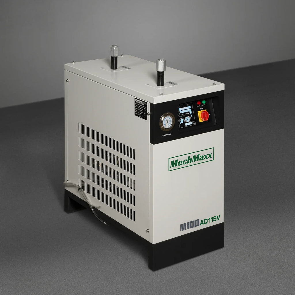 High Inlet Refrigerated Air Dryer 100 CFM, Max 176°F Inlet Temperature Compressed Air Dryer, 120V 0.75KW, 35.6°F Dew Point, Max 145 PSI, Dual Electronic & Manual Drain, Intelligent Control