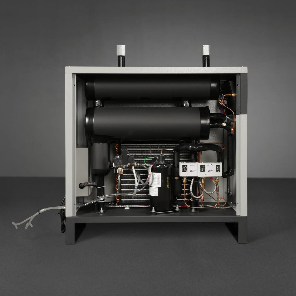 High Inlet Refrigerated Air Dryer 150 CFM, Max 176°F Inlet Temperature Compressed Air Dryer, 120V 0.75KW, 35.6°F Dew Point, Max 145 PSI, Dual Electronic & Manual Drain, Intelligent Control
