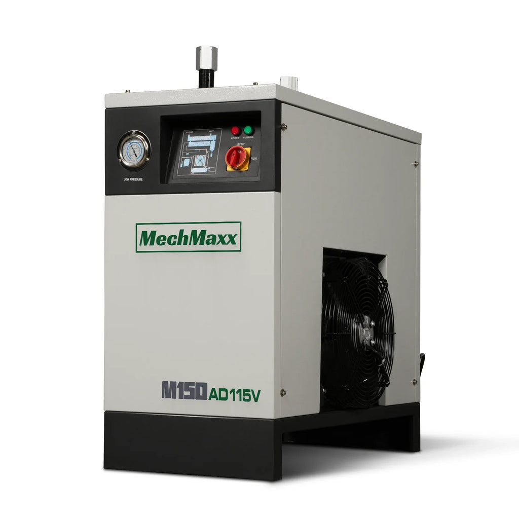 High Inlet Refrigerated Air Dryer 150 CFM, Max 176°F Inlet Temperature Compressed Air Dryer, 120V 0.75KW, 35.6°F Dew Point, Max 145 PSI, Dual Electronic & Manual Drain, Intelligent Control