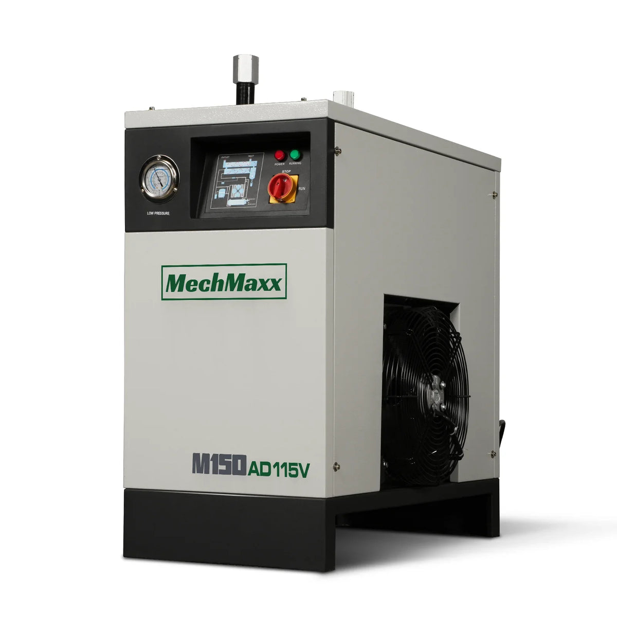 High Inlet Refrigerated Air Dryer 150 CFM, Max 176°F Inlet Temperature Compressed Air Dryer, 120V 0.75KW, 35.6°F Dew Point, Max 145 PSI, Dual Electronic & Manual Drain, Intelligent Control