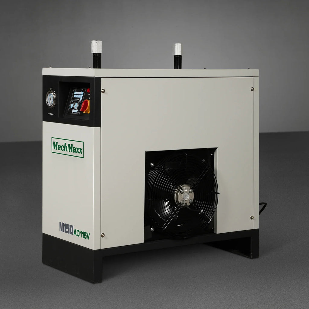 High Inlet Refrigerated Air Dryer 150 CFM, Max 176°F Inlet Temperature Compressed Air Dryer, 120V 0.75KW, 35.6°F Dew Point, Max 145 PSI, Dual Electronic & Manual Drain, Intelligent Control