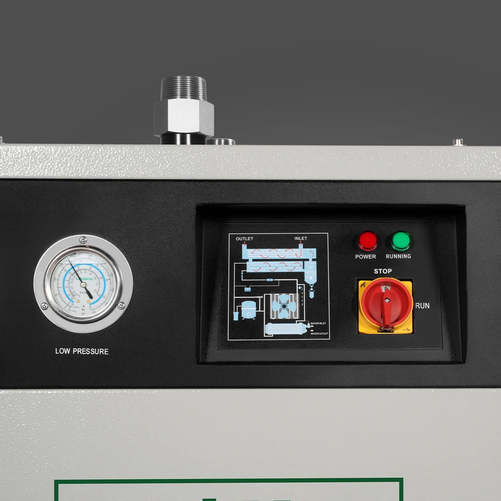 High Inlet Refrigerated Air Dryer 196 CFM, Max 176°F Inlet Temperature Compressed Air Dryer, 120V 1.2KW, 35.6°F Dew Point, Max 145 PSI, Dual Electronic & Manual Drain, Intelligent Control