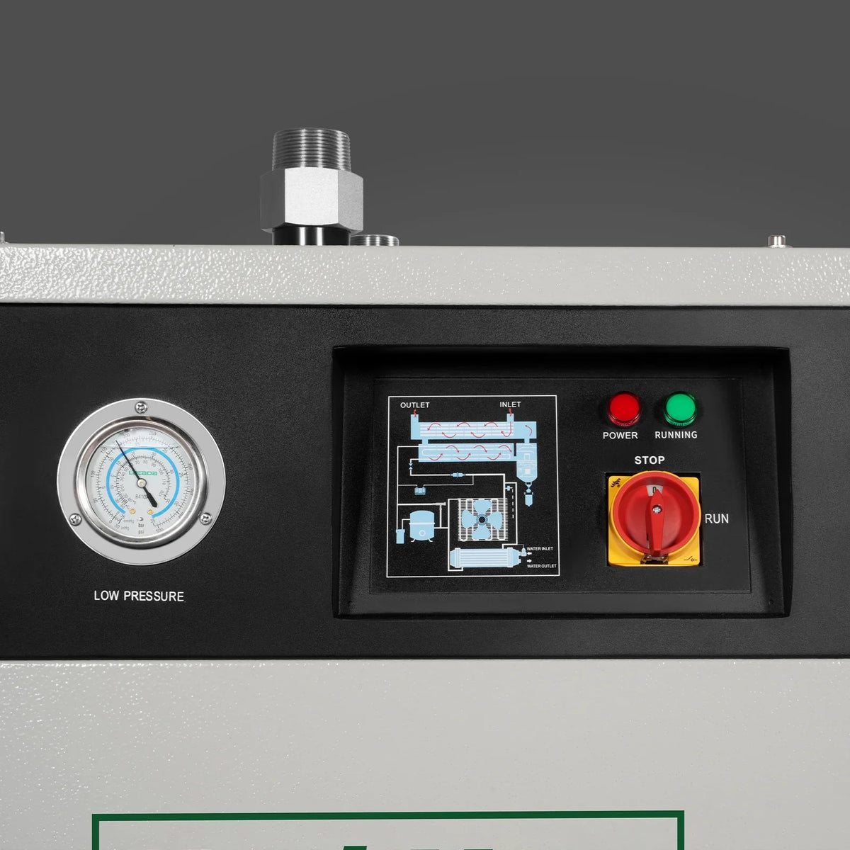 High Inlet Refrigerated Air Dryer 50 CFM, Max 176°F Inlet Temperature Compressed Air Dryer, 120V 0.6KW, 35.6°F Dew Point, Max 145 PSI, Dual Electronic & Manual Drain, Intelligent Control