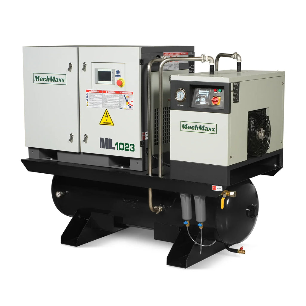10HP Combined Rotary Screw Air Compressor with Dryer & 66-Gal ASME Tank | 32 CFM,  116 PSI,  230V 3-Phase - Industrial Grade