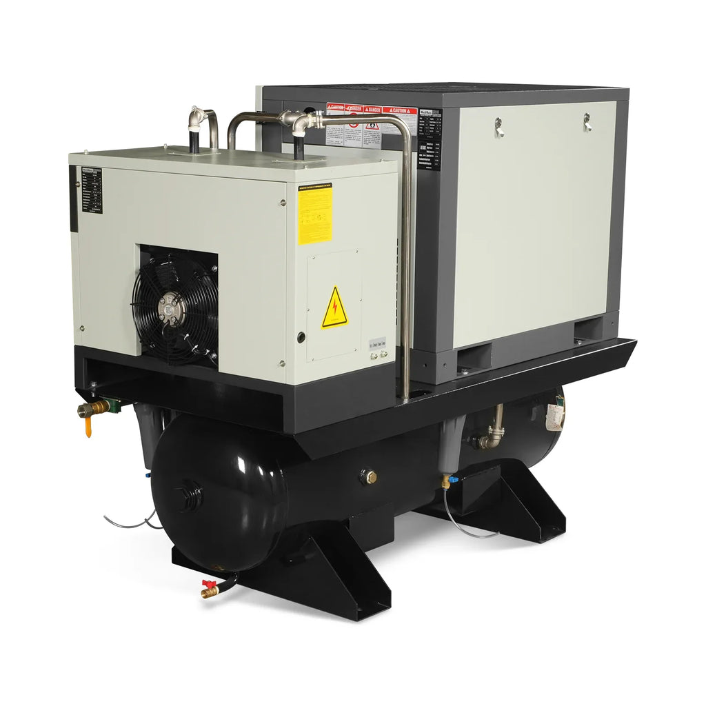 10HP Combined Rotary Screw Air Compressor with Dryer & 66-Gal ASME Tank | 32 CFM,  116 PSI,  460V 3-Phase - Industrial Grade