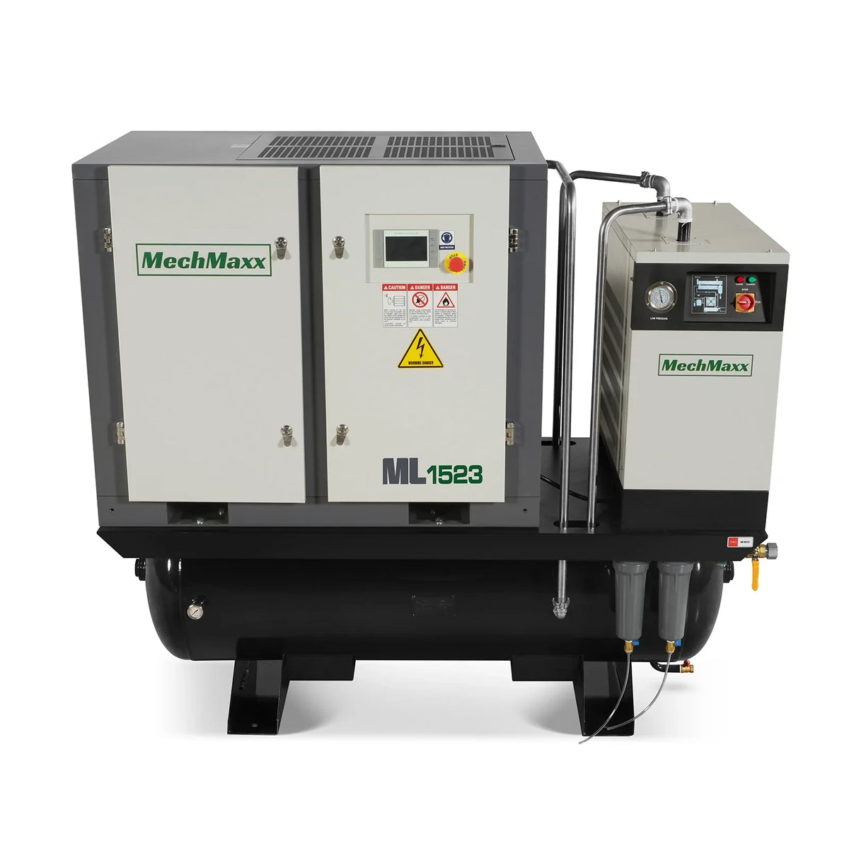 15HP Combined Rotary Screw Air Compressor with Dryer & 105-Gal ASME Tank | 45 CFM,  116 PSI,  230V 3-Phase - Industrial Grade