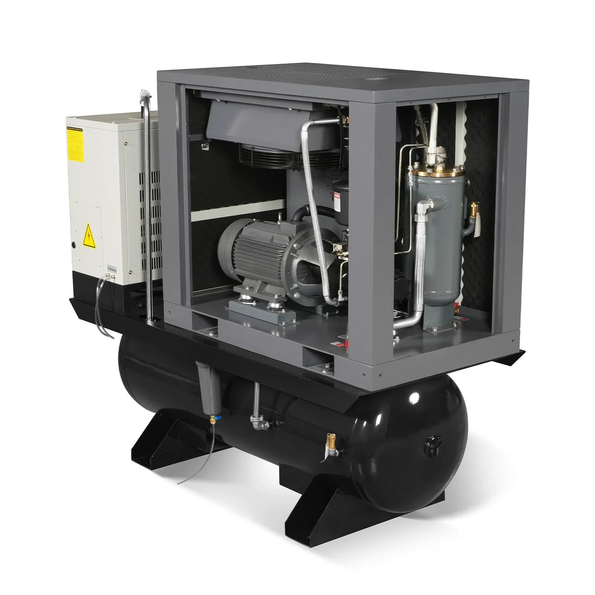 15HP Combined Rotary Screw Air Compressor with Dryer & 105-Gal ASME Tank | 45 CFM,  116 PSI,  460V 3-Phase - Industrial Grade