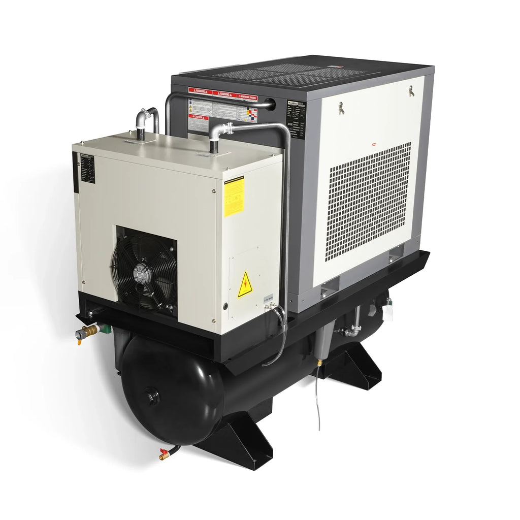 20HP Combined Rotary Screw Air Compressor with Dryer & 105-Gal ASME Tank | 78 CFM,  116 PSI,  230V 3-Phase - Industrial Grade